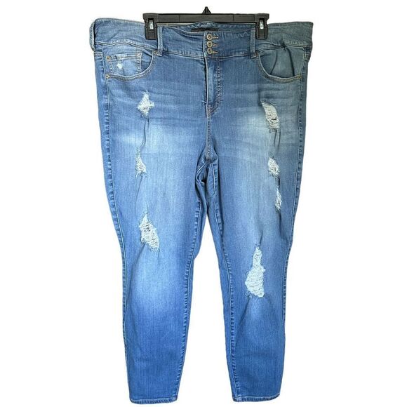 Torrid Premium Stretch Distressed High Rise Jeans Blue Size 24R - Picture 1 of 8